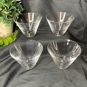 Beautiful set of 4 LENOX stemless crystal martini / margarita glasses